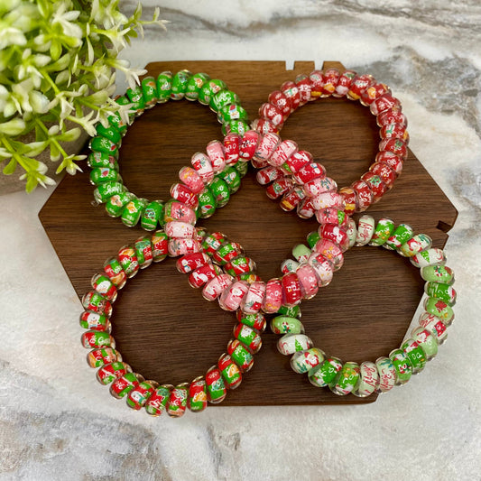 Spiral Coil Hair Tie - Christmas Mix