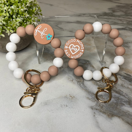 Silicone Bracelet Keychain - Mom Adult Fuck - Beige