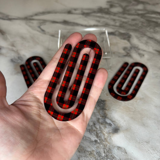 Jumbo Paperclip - Red & Black Plaid