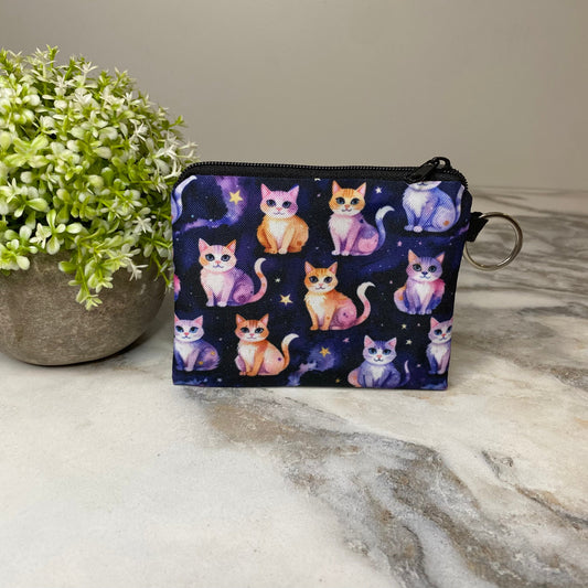 Mini Pouch - Halloween Fall - Cats Orange Purple Galaxy