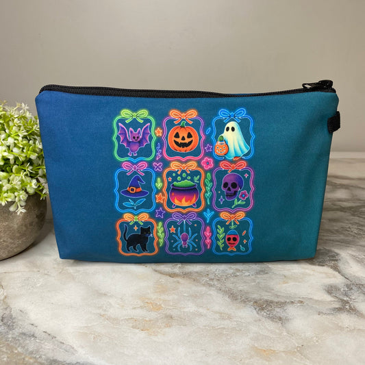Pouch - Halloween Fall - Halloween Neon Things on Teal