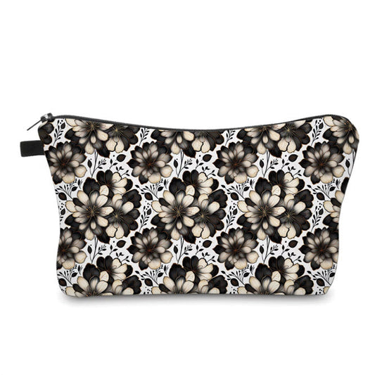 Pouch - Black White Cream Floral