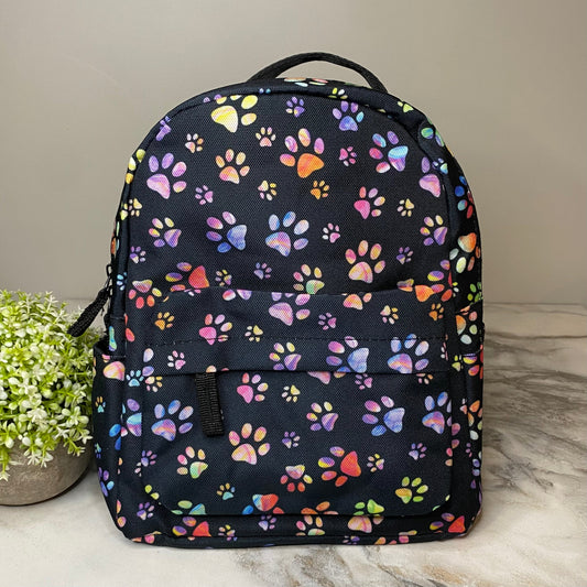 Mini Backpack - Black Rainbow Paw