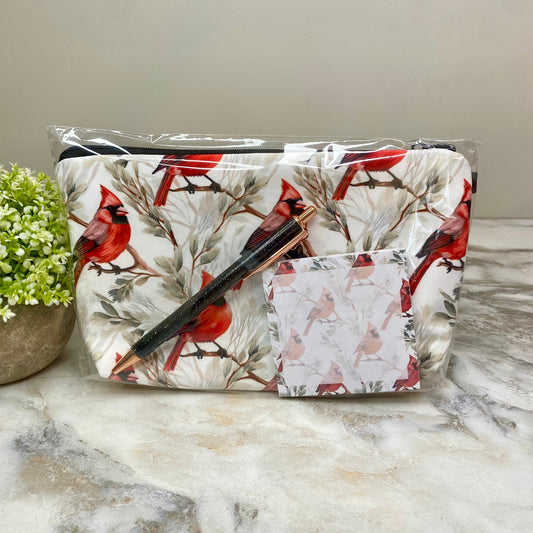 Pouch, Sticky Note, Pen Bundled Set - Cardinal